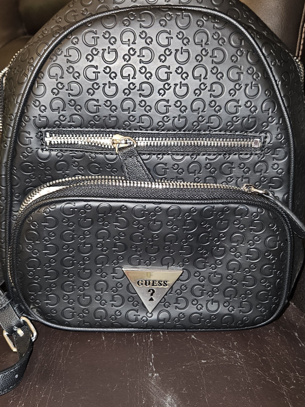 GUESS Black Embossed Logo Mini Backpack